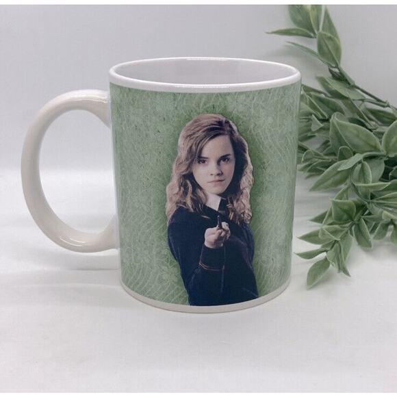 Harry Potter Hermione Granger Coffee Mug Green White 12 oz Paladone Wizard Wand - Picture 1 of 6
